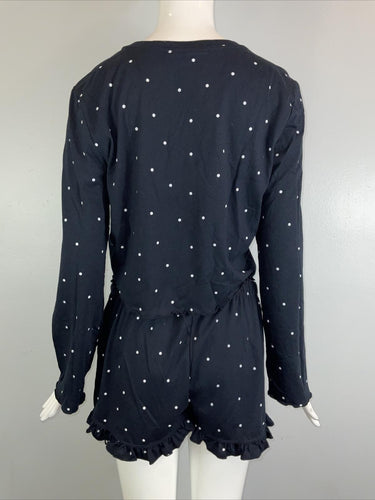 NWT Topshop Oh Deer Polka Dot Short Pajamas Set Navy Size 4-6
