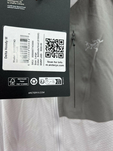Arc'teryx Mens Delta Hoody Fleece Jacket Solitude Void Gray NWT MSRP220 - Size L