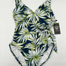 Vince Camuto Woman’s surplice wrap tie Navy/green swimsuit Tropical Leaf Size 10 Vince Camuto