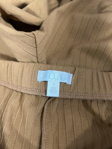 Abound Pants Womens Camel Tan Ribbed Knit Flare Pull On Elastic Waist Size S