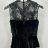 Rebecca Taylor top Black Velvet Peplum Silhouette Sheer Metallic Flowers Size 2 Rebecca