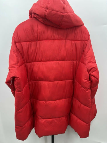 St John's Bay Puffer Jacket Womens Red Hooded Zip Pockets Lightweight NWT 2X St. John's Bay