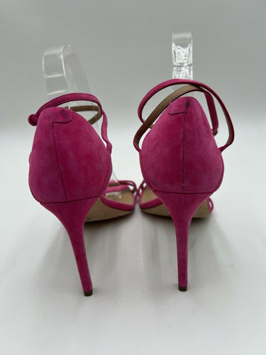 Women’s Ferragamo Lnes 110mm crossover-strap sandals Pink Suede Size 8.5