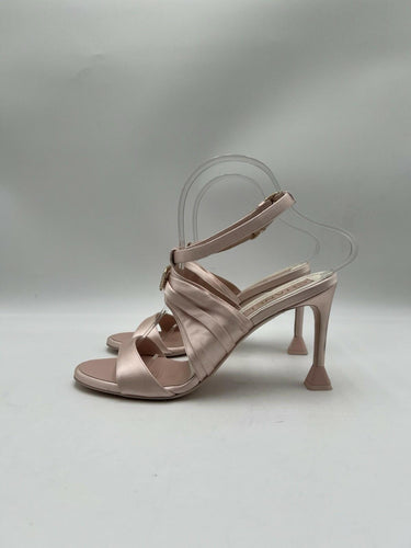 Women’s Chanel satin sandals with crystal CC logo Light Pink Size 38.5