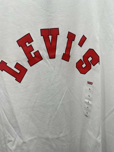 Levi's T-Shirt Womens White Red Arched Logo Crew Neck Short Sleeve NWT L Levi's