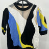 ON 34th Sweater Top Abstract Colorblock Mesh Knit Short Sleeve XS On 34th