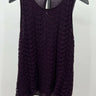 LOFT Blouse Womens L Purple Plum Crochet Lace Sleeveless Overlay Top L Large Loft