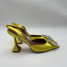 Amina Muaddi yellow Begum crystal slingback heels Size 37.5 Amina Muaddi