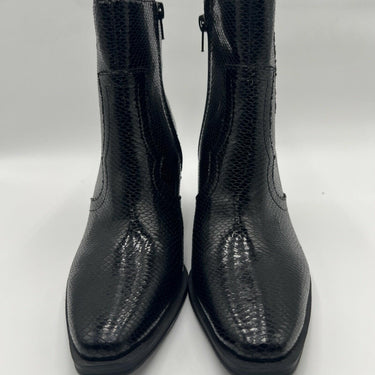 Mix No. 6 EVYLIN Black Embossed Synthetic Square Toe Side Zip Ankle Boots, 8.5M Mix No. 6