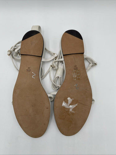 3.1 Phillip Lim LOUISE Ivory Leather Strappy Ankle Strap Flat Sandals Women’s 38