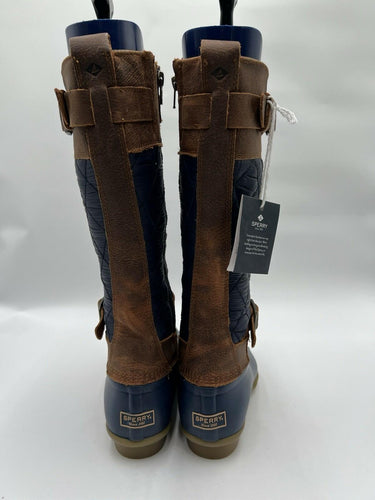 Sperry STS86429 Navy Quilted Tall Duck Buckle Boots Size 7.5