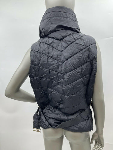 Women’s Zara Basic Full Zip Puffer Vest With Hood Color Black Size M