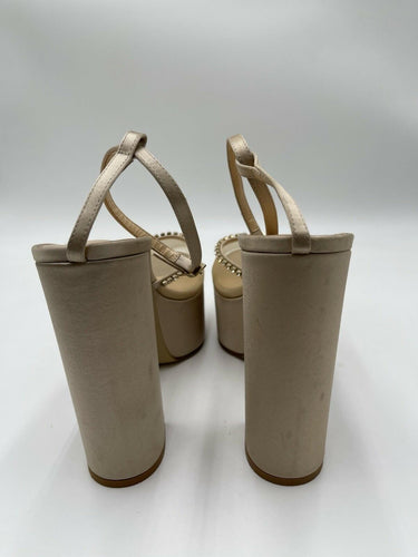 Nalebe By Amina Means Stellar Crystal Mesh Platform Sandals in champagne Size 41 Nalebe