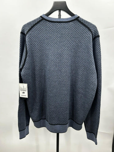 Murano Men’s blue and black patterned crewneck Reversible sweater Size XL