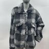 NWT Women’s Thread & Supply Crop Fleece Shirt Jacket in black white plaid Size L Thread & Supply
