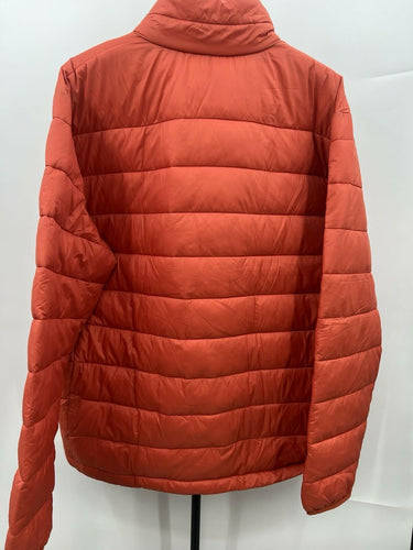 St Johns Bay Jacket Mens Puffer Orange Lightweight Packable Quilted XL St. John's Bay