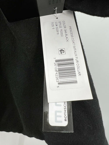 Rothschild Princess Coat Faux Fur Collar Black Gold Buttons NWT - Size 5