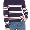 BP. Zip Mock Neck Sweater in Navy- Pink Uneven Stripe  Size Small BP.