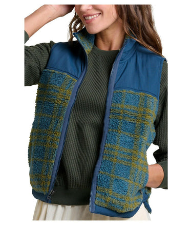 Toad&Co Women's Sespe Sherpa Vest, Ink Plaid, Small