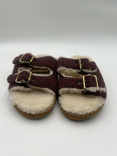 Acorn Camden Garnet Double Buckle Sherpa Slides Size 6.5