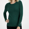 JM Collection Petite Rivet Detail Crewneck Sweater Pure Emerald Sz-PL JM Collection