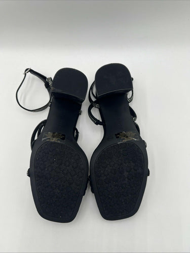 Kelly & Katie CADENE Black Fabric Square Toe Strappy Rhinestone Sandals, 8.5M Kelly & Katie