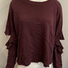 NWT Lanston Womens Porter Ruffle Pullover Burgundy Size L Burgundy