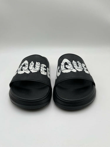 Alexander McQueen Graffiti Logo black rubber pool slide Size 41.5 Alexander Mcqueen