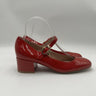 Gianvito Rossi Mary Ribbon block heel pump in tabasco red patent leathe Size 37 GIANVITO ROSSI