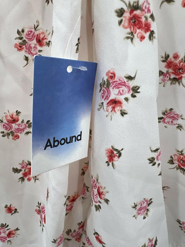 Abound Top White Ditsy Floral Pink Off Shoulder Puff Sleeve Crop M Abound