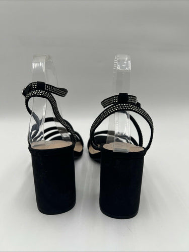Kelly & Katie CADENE Black Fabric Square Toe Strappy Rhinestone Sandals, 8.5M Kelly & Katie