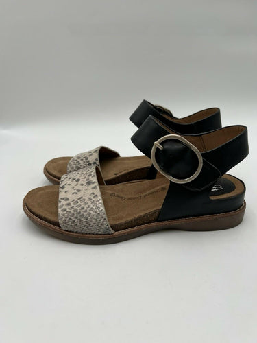 Sofft Black Snakeskin Buckle Slingback Sandals Size 8