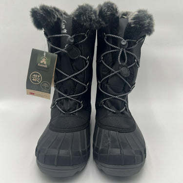 Kamik Girls' Frostier Waterproof Winter Boots Black/Pink Size 6
