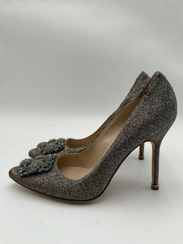 Women’s Manolo Blahnik Embellished Hangisi Glitter 105mm Pumps Size 39.5 Manolo Blahnik