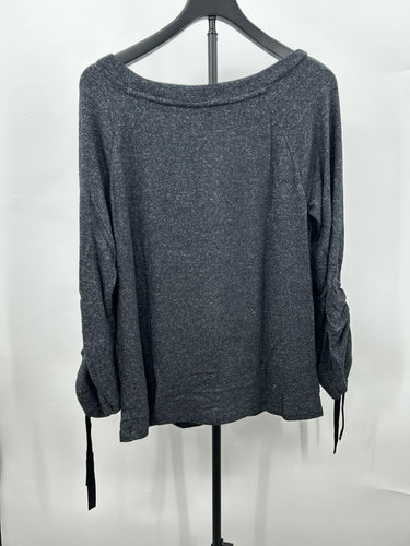 Bobeau charcoal Woman’s gray long-sleeve top Cinched Tie Cuffs Sleeves Size M