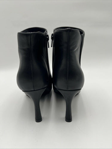 Kelly & Katie EVIA Black Faux Leather Pointed Toe Side Zip Booties, Size 7W Kelly & Katie