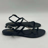 Women’s Saint Laurent Cassandra flat sandals black croc-embossed leather 36.5 Saint Laurent