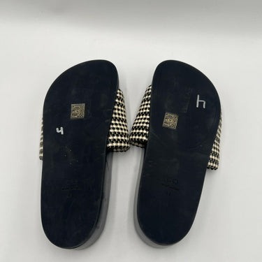 Co Stripe Burlap Pool Slides White/Black Size 41 CO
