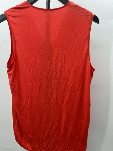 Madison Top Womens Sleeveless V Neck Wrap Tank Red Poinsettia Blouse  L Wrap