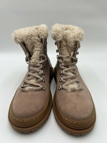 Splendid Yvonne Beige Suede Faux Fur Lined Hiker Boots Size 9