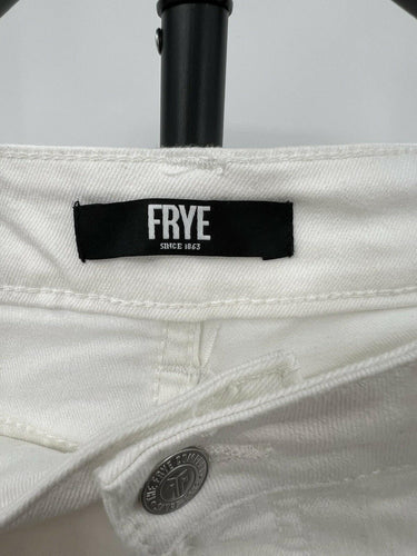 FRYE White Straight Leg Jeans Womens High Rise Cropped Denim Classic 8/29 Frye