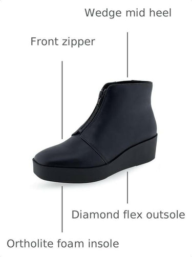 Women's Aerosoles CARIN Wedge Ankle Boot, Black Leather, Size 10M
