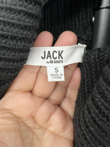 JACK by BB Dakota Black Cable Knit Cowl Neck Cropped Sweater S