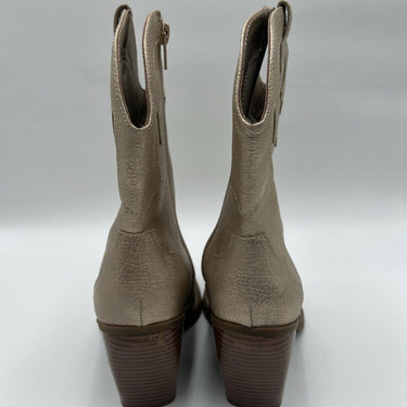 NWOB Mix No. 6 BRYCEN Gold Faux Leather Side Zip Western Booties Women Size 6M Mix No. 6
