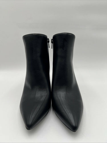 Kelly & Katie EVIA Black Faux Leather Pointed Toe Side Zip Booties, Size 7W Kelly & Katie