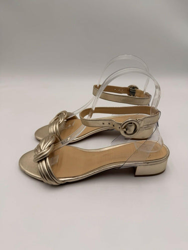 Alexandre Birman Vicky knotted sandals metallic gold leather Heels Size 37.5