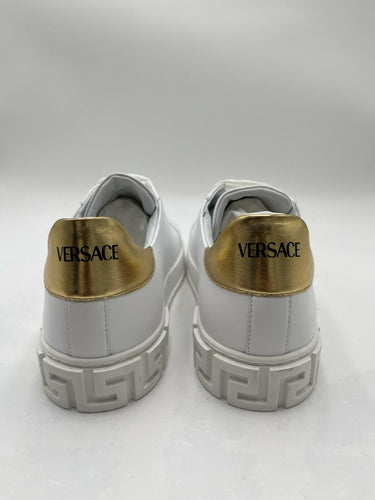 Versace Medusa Low white sneakers metallic gold heel counter Size 43 Versace