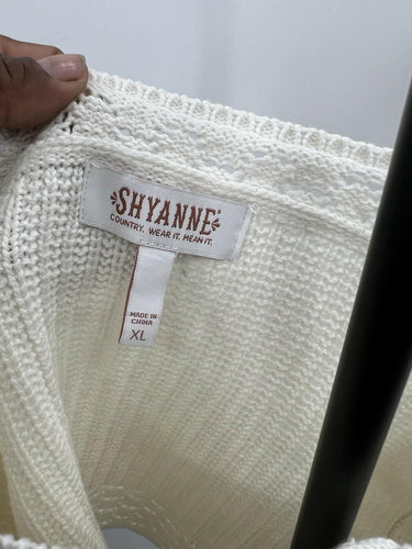 NWOT Shyanne Ivory Knit Crop Top Lace Up Front Western Boho Country Festival  XL Shyanne