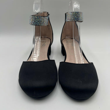 Mix No. 6  Girl Tina Pump Black Satin Rhinestone Size 5 M Mix No. 6