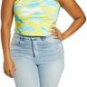 BP. Womens Tube Top Green Plus Cropped Painted Camo Strapless Blue 1X BP Clothing